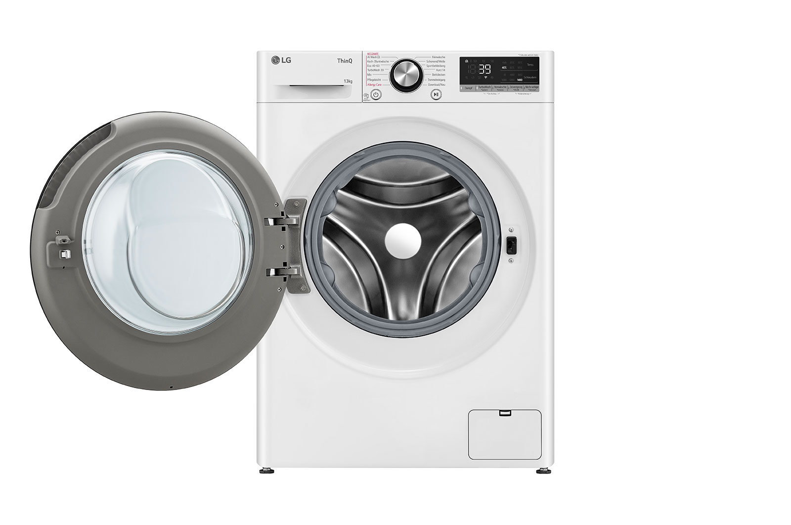 LG Lave-linge d'une capacité de 13 kg | Efficacité énergétique A | 1.360 tr/min. | Blanc avec anneau hublot noir | F4WR703Y, F4WR703Y