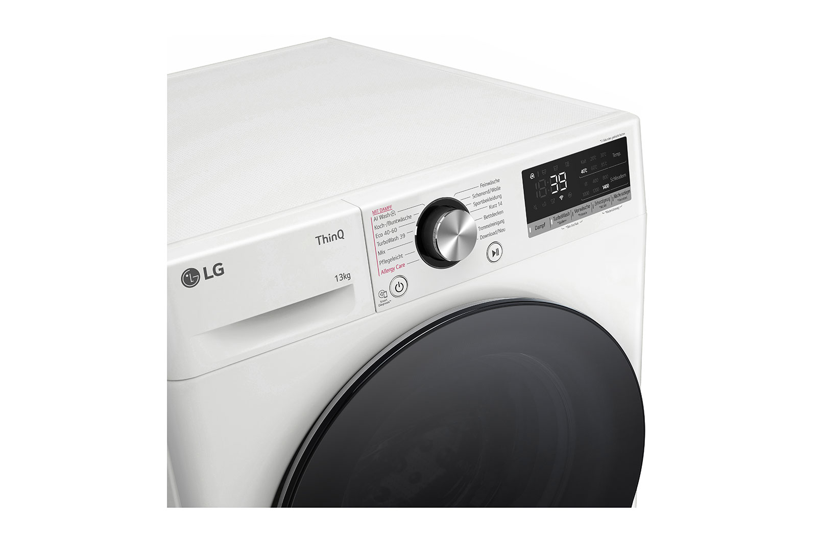 LG Lave-linge d'une capacité de 13 kg | Efficacité énergétique A | 1.360 tr/min. | Blanc avec anneau hublot noir | F4WR703Y, F4WR703Y
