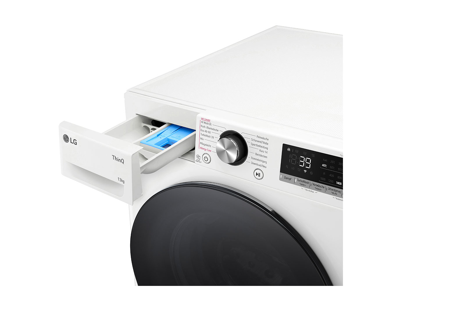 LG Lave-linge d'une capacité de 13 kg | Efficacité énergétique A | 1.360 tr/min. | Blanc avec anneau hublot noir | F4WR703Y, F4WR703Y