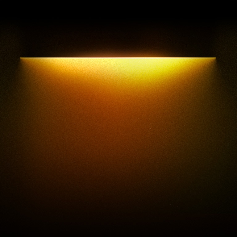 Une lumière jaune mettant progressivement en valeur le texte ? Pour un intérieur convivial ? écrit au-dessous. 