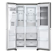 LG Side-by-Side avec InstaView Door-in-Door? | Boules de glace Craft | Distributeur de glace, glace pilée et eau | Capacité de 635 litres | Classe d'efficacité énergétique E | Raccordement fixe à l'eau | Brushed Steel | GSXV90BSDE, GSXV90BSDE