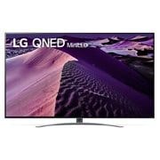 Vue avant du téléviseur LG QNED avec image de remplissage et logo du produit