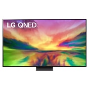 Vue avant du téléviseur QNED de LG avec image de remplissage et logo du produit