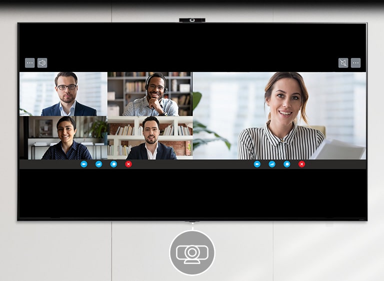 Trois fonctions de l'affichage multiple sont présentées. C?te à c?te a une ic?ne de caméra en dessous et montre deux écrans en train de passer un appel vidéo. Picture in Picture (image dans l'image) comporte une ic?ne de caméra en dessous et je me vois en train de copier la vidéo de l'exercice. Enfin, Dual Monitor affiche une ic?ne et deux écrans de documents connectés à l'ordinateur.