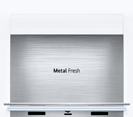 Vista de cerca del Metal Fresh? del refrigerador side by side de LG.