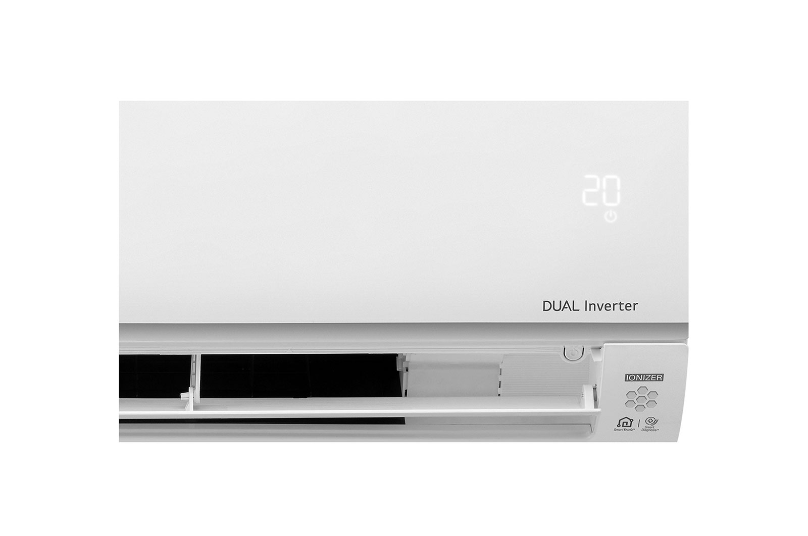 Acercamiento a las ventanas del aire acondicionado VM092C8 BTU.
