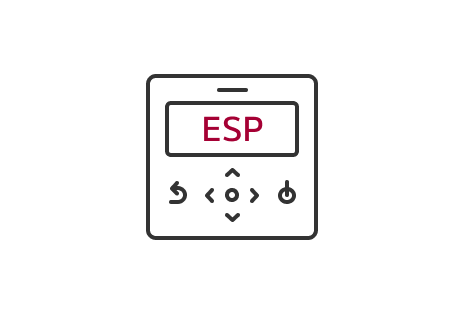 ícono que representa un control remoto con la función “ESP” destacada.