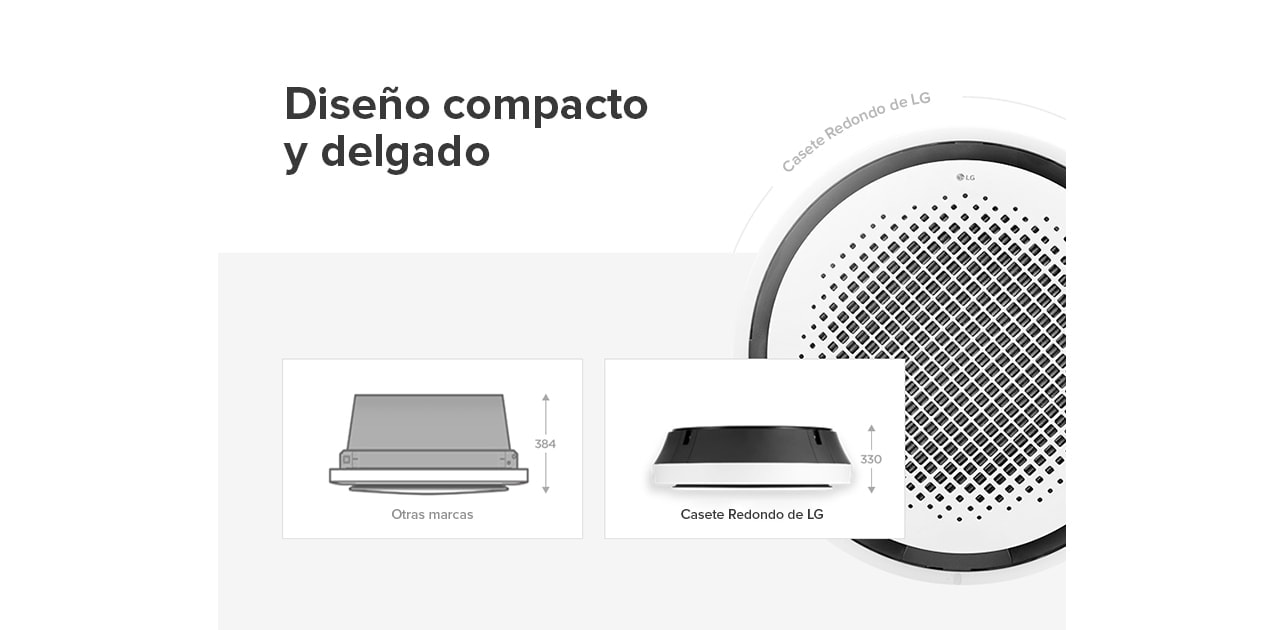 El dise?o compacto de LG Casete Redondo ofrece ventajas cuando la estética es crucial para un espacio