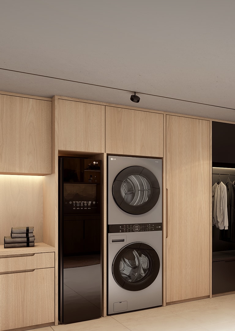 LG Virtual Showroom con zona de lavado LG WashTower unificada.