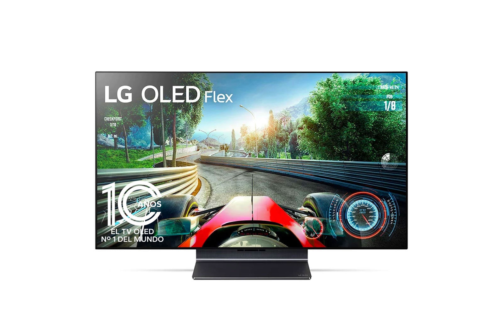 Flex visto directamente desde el frente con una pantalla completamente plana.
