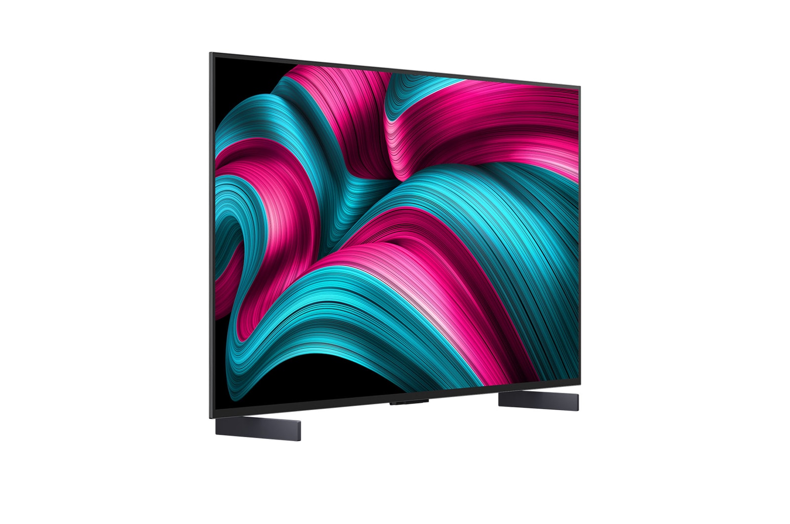 Mírně nato?eny pohled na televizor LG OLED evo AI C5 4K Smart TV.