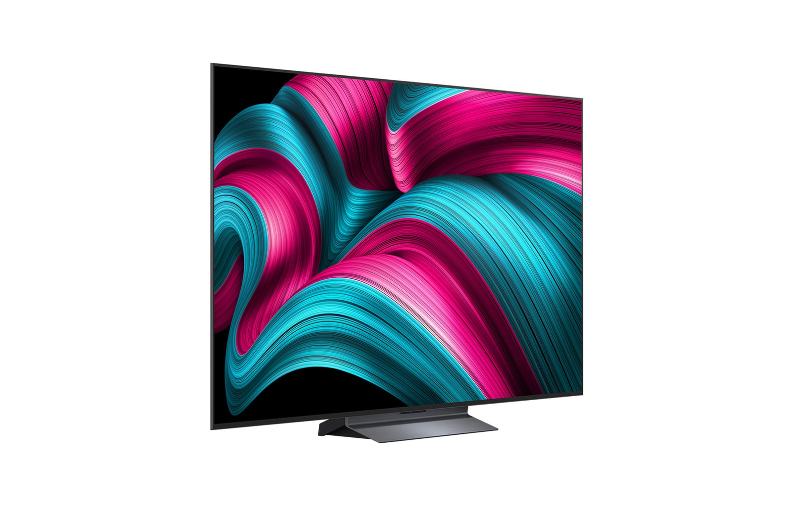 Mírně nato?eny pohled na televizor LG OLED evo AI C5 4K Smart TV.