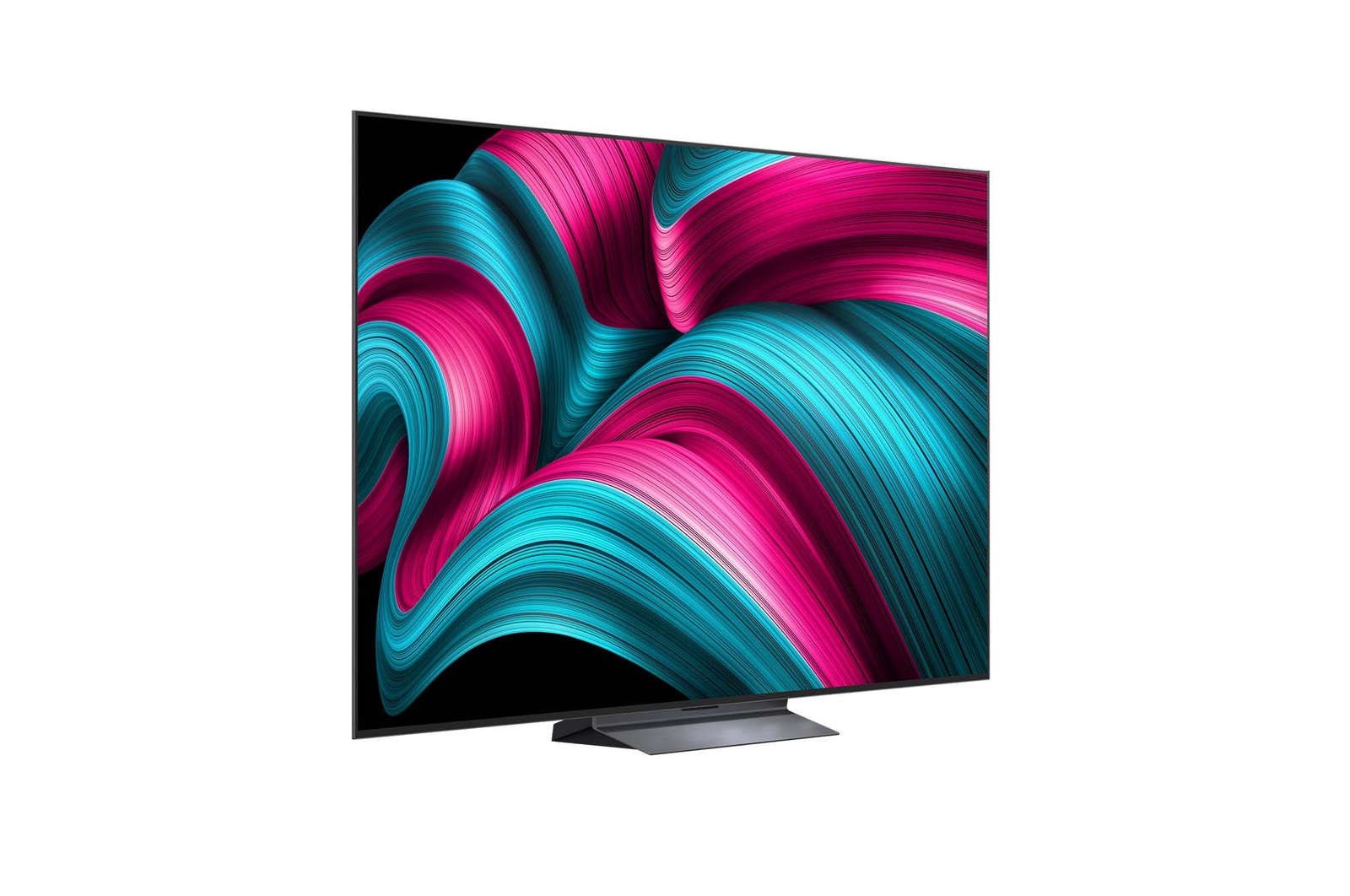Mírně nato?eny pohled na televizor LG OLED evo AI C5 4K Smart TV.
