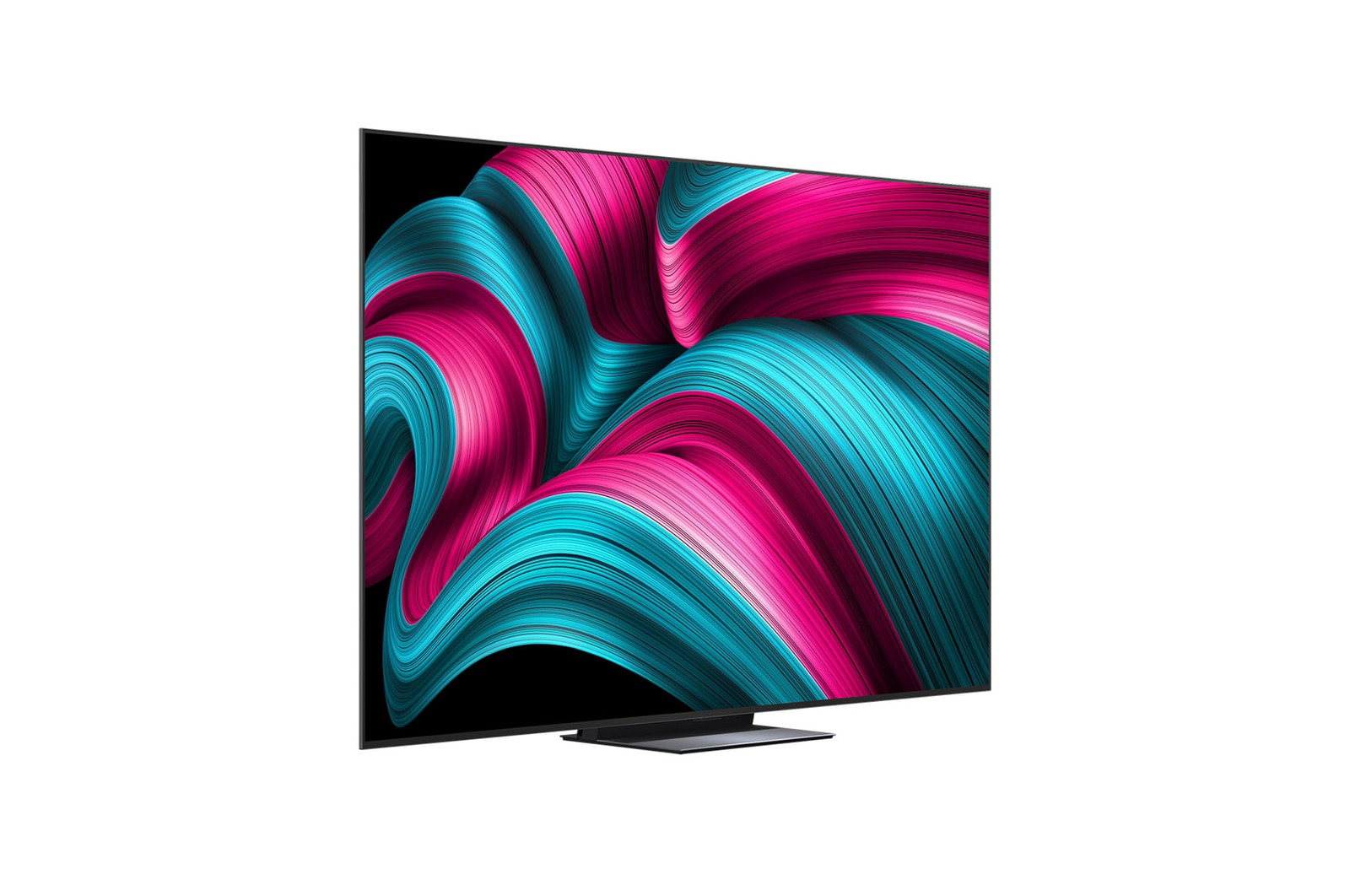 Mírně nato?eny pohled na televizor LG OLED evo AI C5 4K Smart TV.