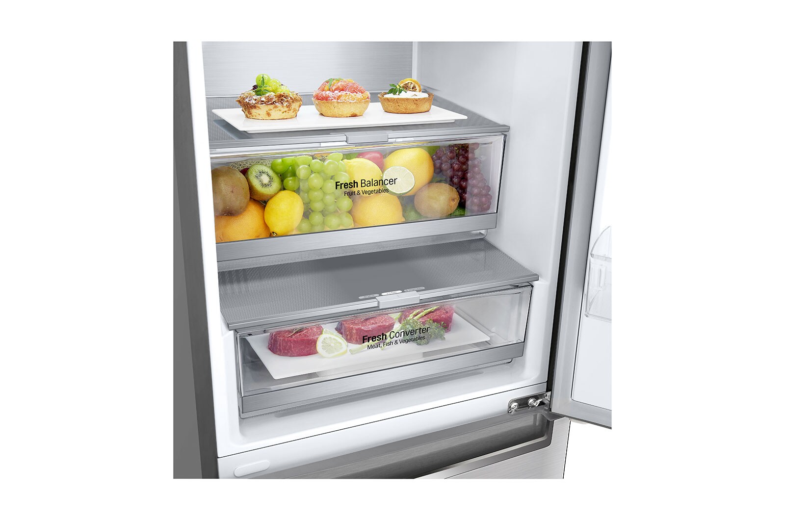 LG ?Kombinovaná chladni?ka |?A | Hruby objem 419 l | 110 kWh/rok | LG Lineární invertorovy kompresor | LG Total No Frost | DoorCooling+? | Vnit?ní LED displej | Smart Diagnosis?, GBB92STBAP