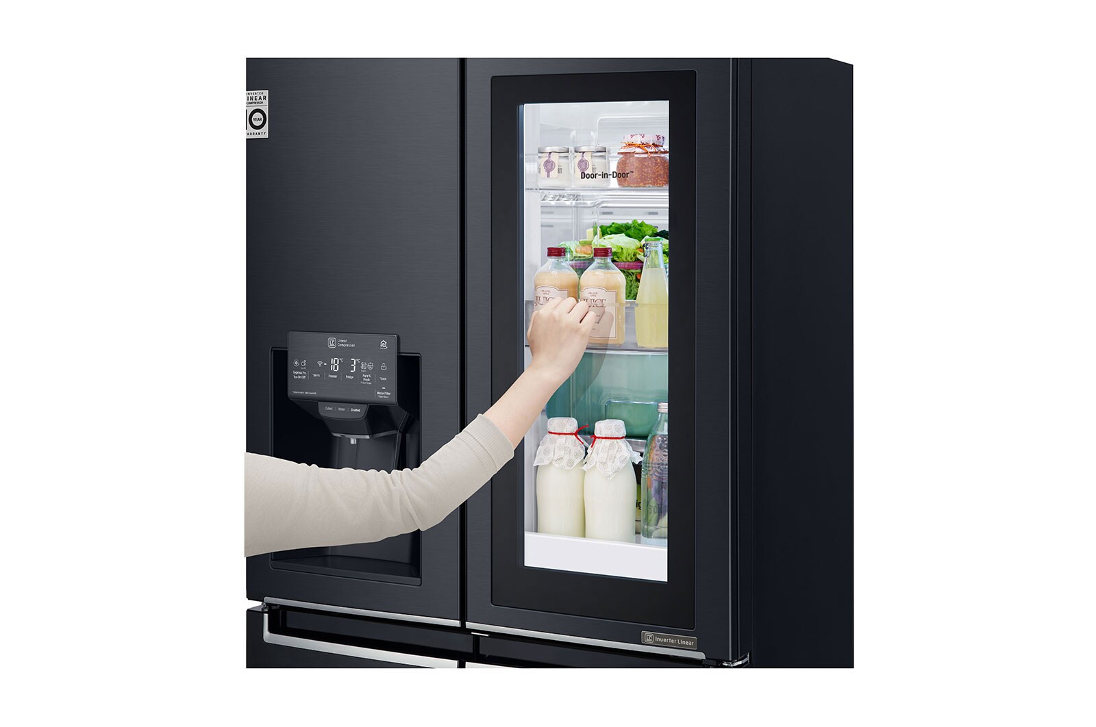 LG Americká chladni?ka LG | E | 506 l | Lineární invertorovy kompresor | DoorCooling+?, GMX844MCKV
