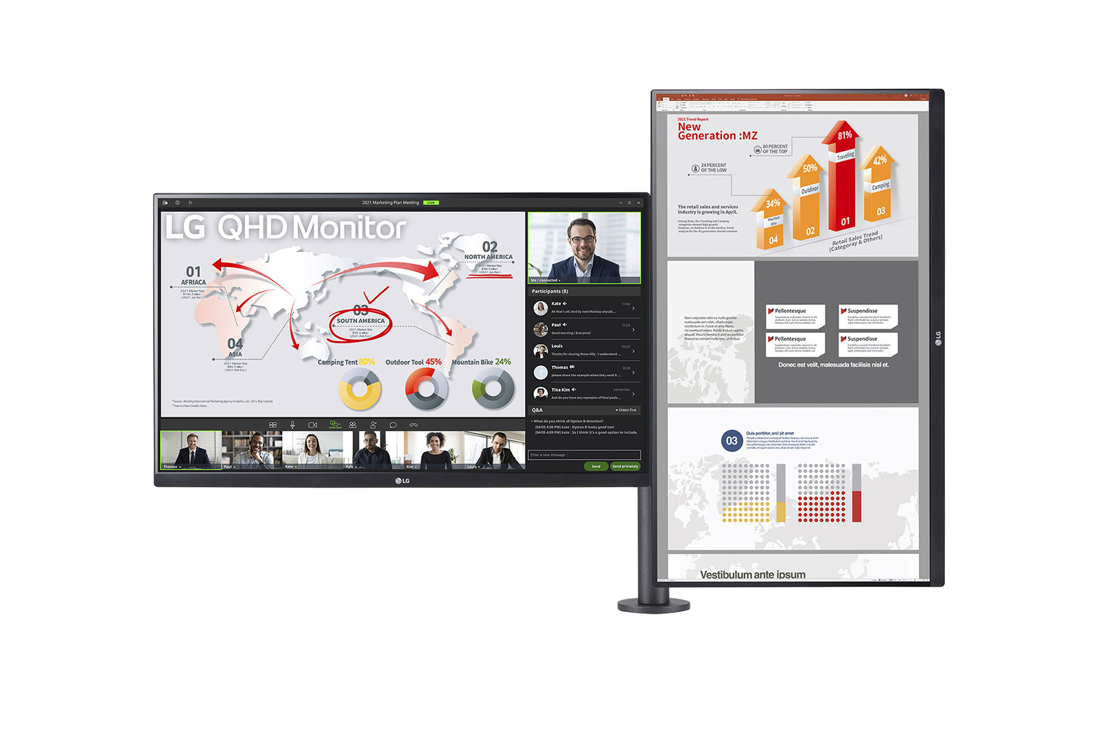 LG Monitor Ergo Dual 27", rozli?ení QHD s Daisy Chain, 27QP88DP-BS