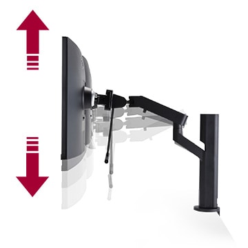 Stojan umo?ňuje flexibilní nastavení vy?ky a? do 150 mm
