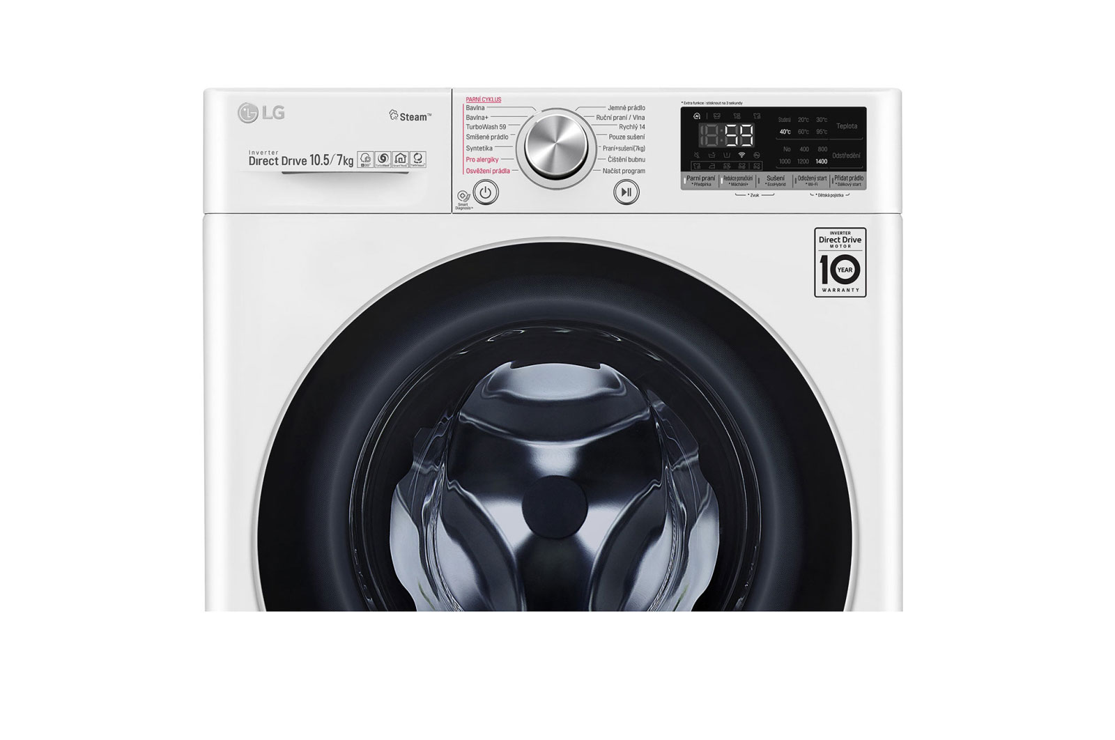 LG 10,5 kg parní pra?ka / 7 kg su?i?ka LG | 1400 ot./min | Direct Drive? | AI DD? | TurboWash?360°, F4DV710H1E