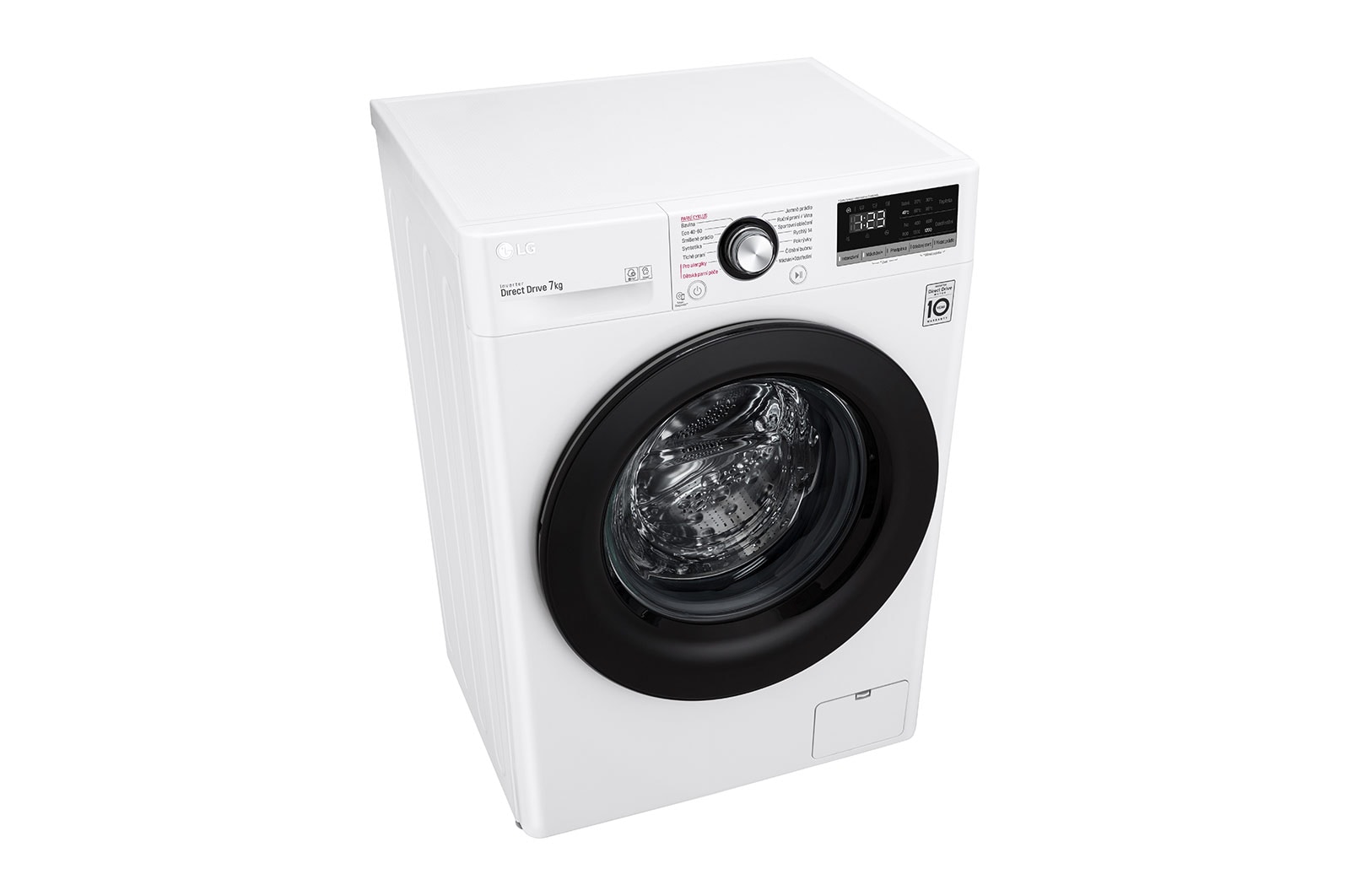 LG Slim parní pra?ka LG |7 kg | D | 1200 ot./min | Direct Drive? | Bílá + ?erná dví?ka, F27V3HY6W