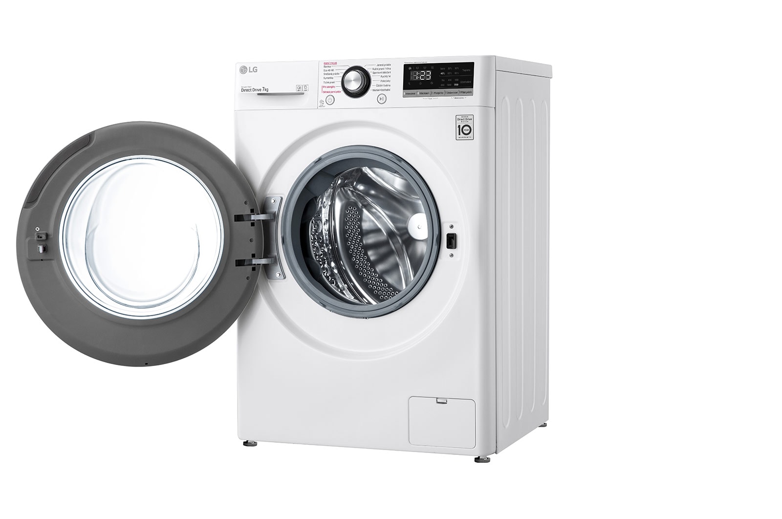 LG Slim parní pra?ka LG |7 kg | D | 1200 ot./min | Direct Drive? | Bílá + ?erná dví?ka, F27V3HY6W