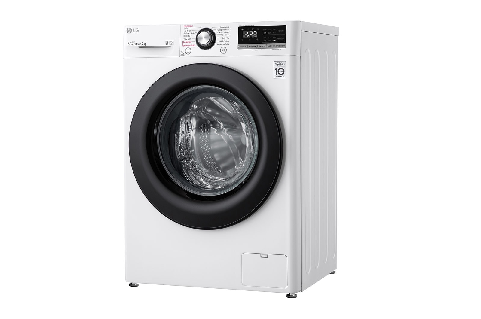 LG Slim parní pra?ka LG |7 kg | D | 1200 ot./min | Direct Drive? | Bílá + ?erná dví?ka, F27V3HY6W