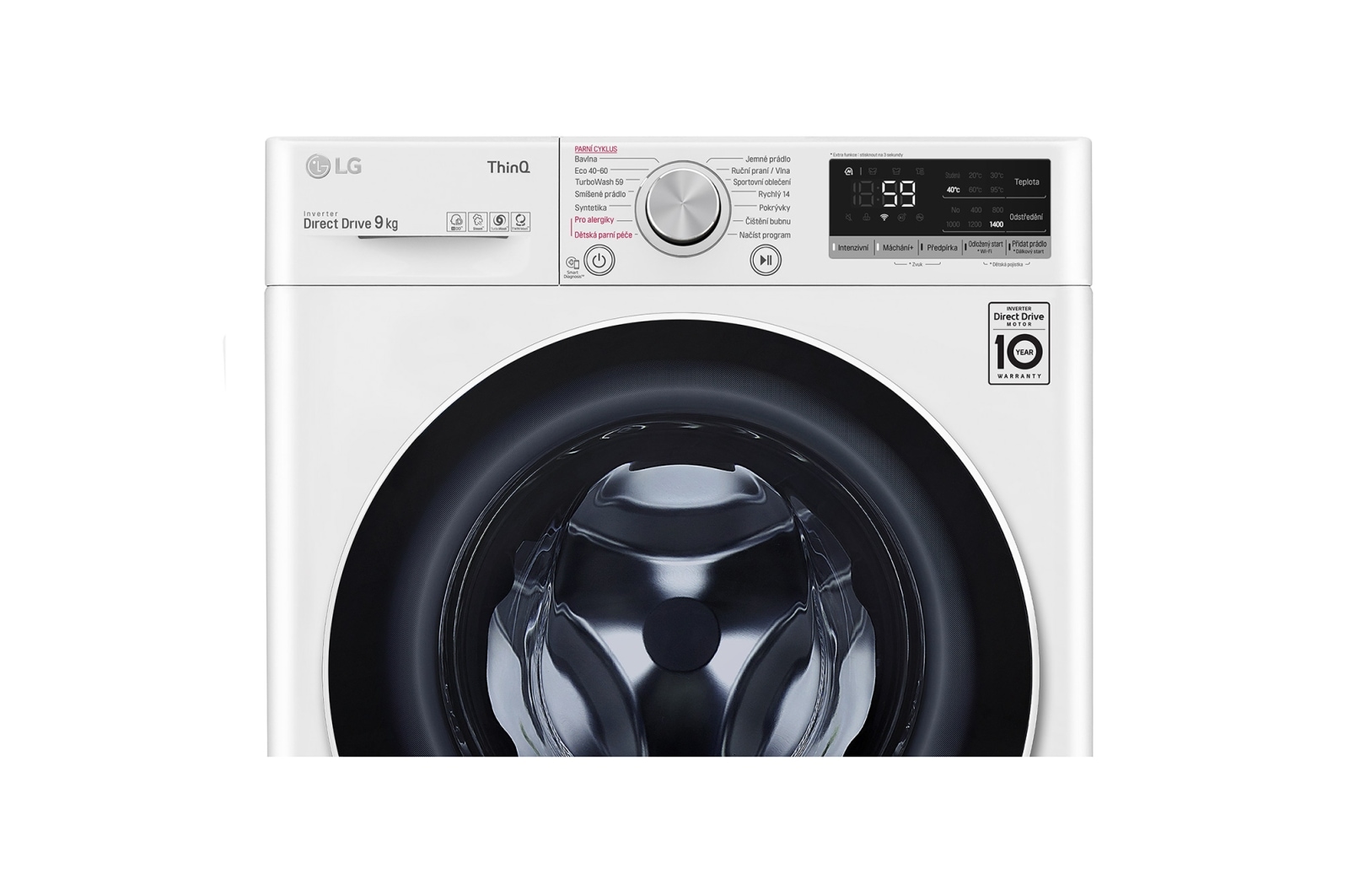 LG 9 kg parní pra?ka, Direct Drive? motor, optimální volba pracích pohyb?, parní praní Steam?, TurboWash?, ThinQ+WiFi, F49V5VW0W