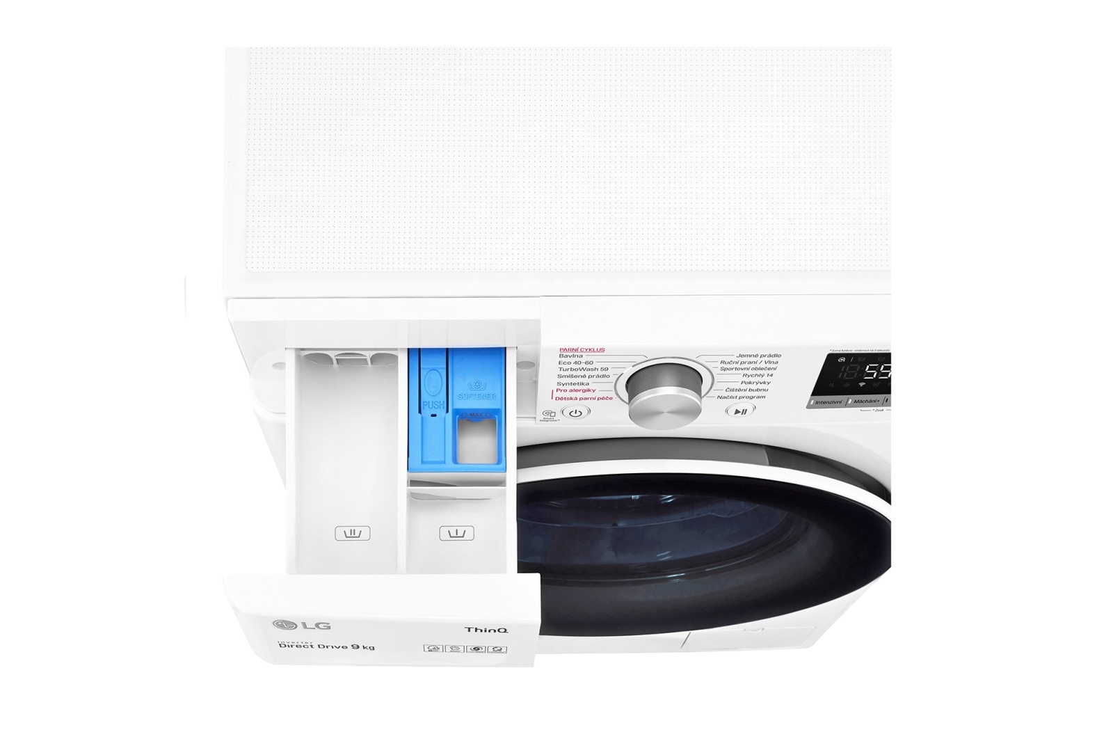 LG 9 kg parní pra?ka, Direct Drive? motor, optimální volba pracích pohyb?, parní praní Steam?, TurboWash?, ThinQ+WiFi, F49V5VW0W