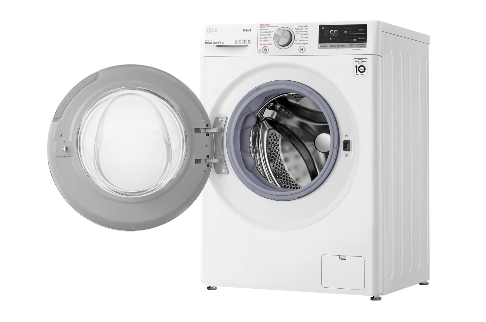LG 9 kg parní pra?ka, Direct Drive? motor, optimální volba pracích pohyb?, parní praní Steam?, TurboWash?, ThinQ+WiFi, F49V5VW0W