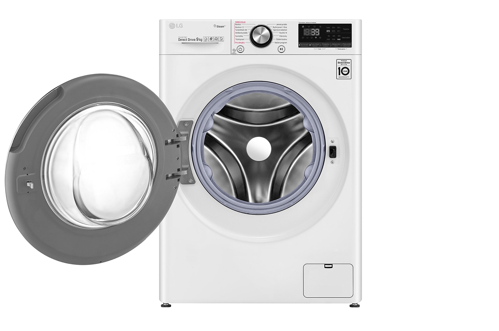 LG 9 kg parní pra?ka, Direct Drive? motor, TurboWash?360° - praní za 39 minut,  AI DD? - optimální volba pracích pohyb?, parní pé?e Steam+?, ThinQ? + WiFi, F4WV909P2