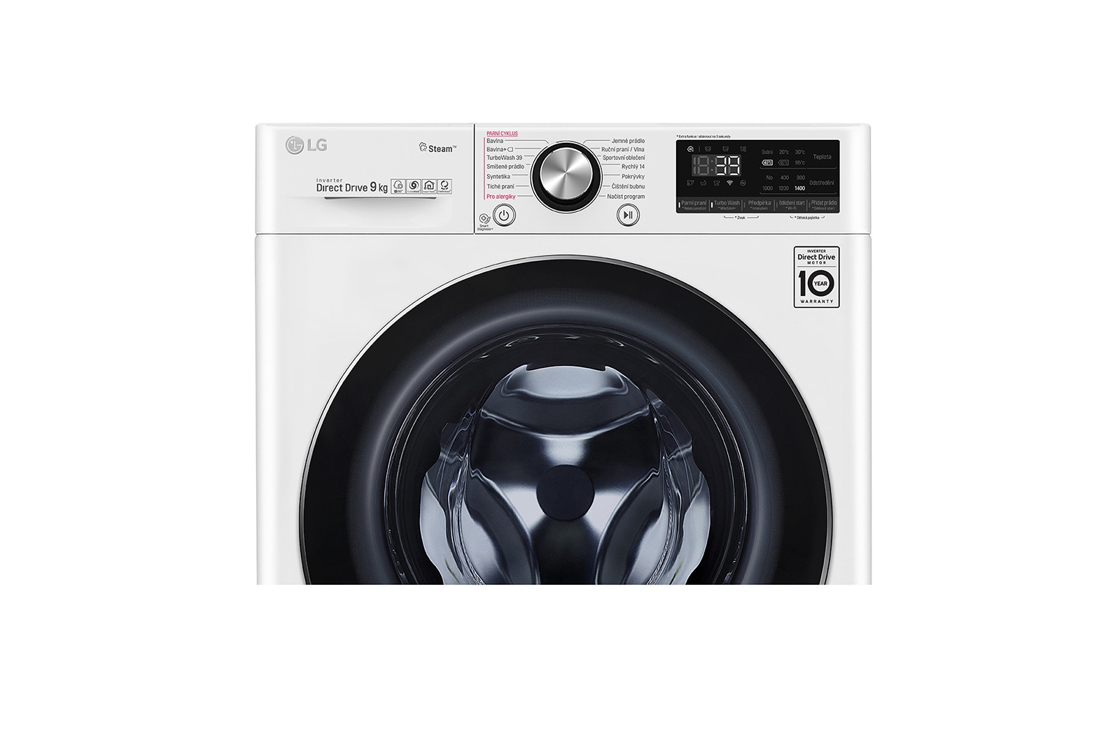 LG 9 kg parní pra?ka, Direct Drive? motor, TurboWash?360° - praní za 39 minut,  AI DD? - optimální volba pracích pohyb?, parní pé?e Steam+?, ThinQ? + WiFi, F4WV909P2