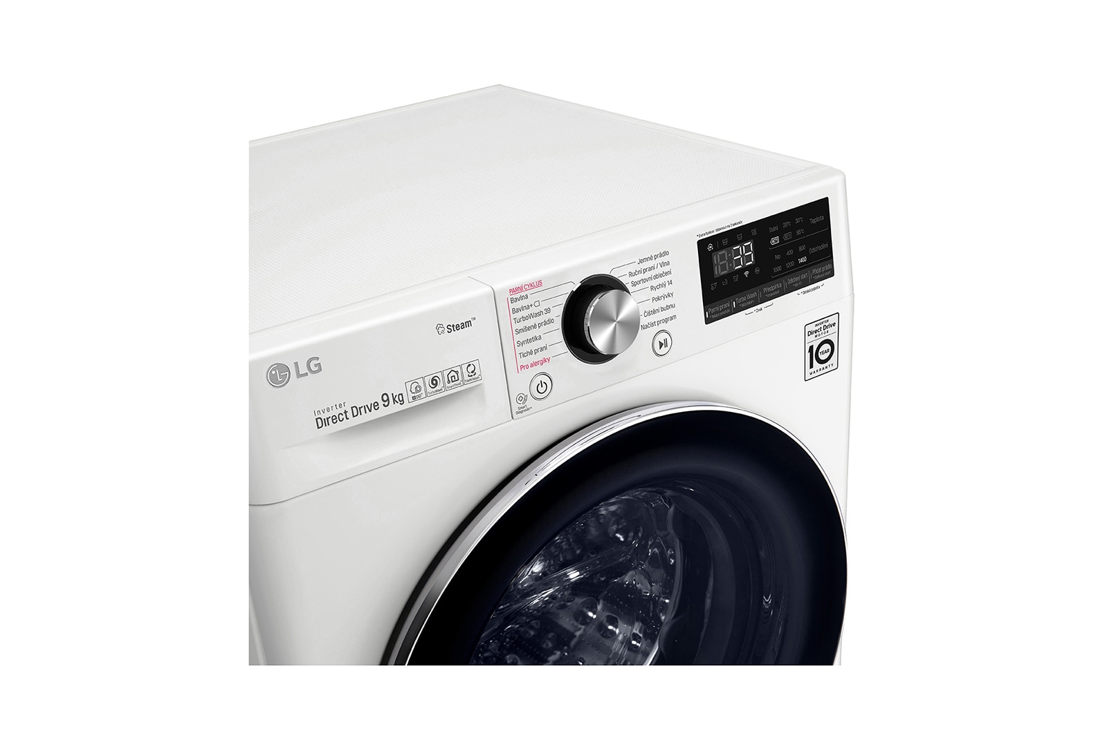 LG 9 kg parní pra?ka, Direct Drive? motor, TurboWash?360° - praní za 39 minut,  AI DD? - optimální volba pracích pohyb?, parní pé?e Steam+?, ThinQ? + WiFi, F4WV909P2