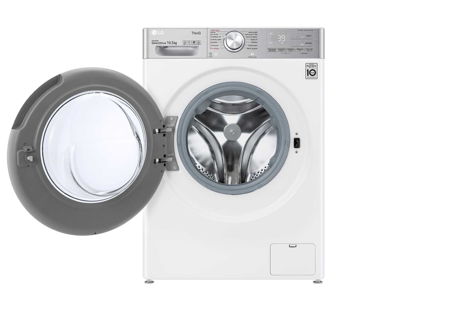 LG 10,5 kg parní pra?ka, Direct Drive? motor, neomezené mno?ství pracích pohyb?, parní praní Steam+?, TurboWash?360°, ThinQ+WiFi, F610V10RW2W