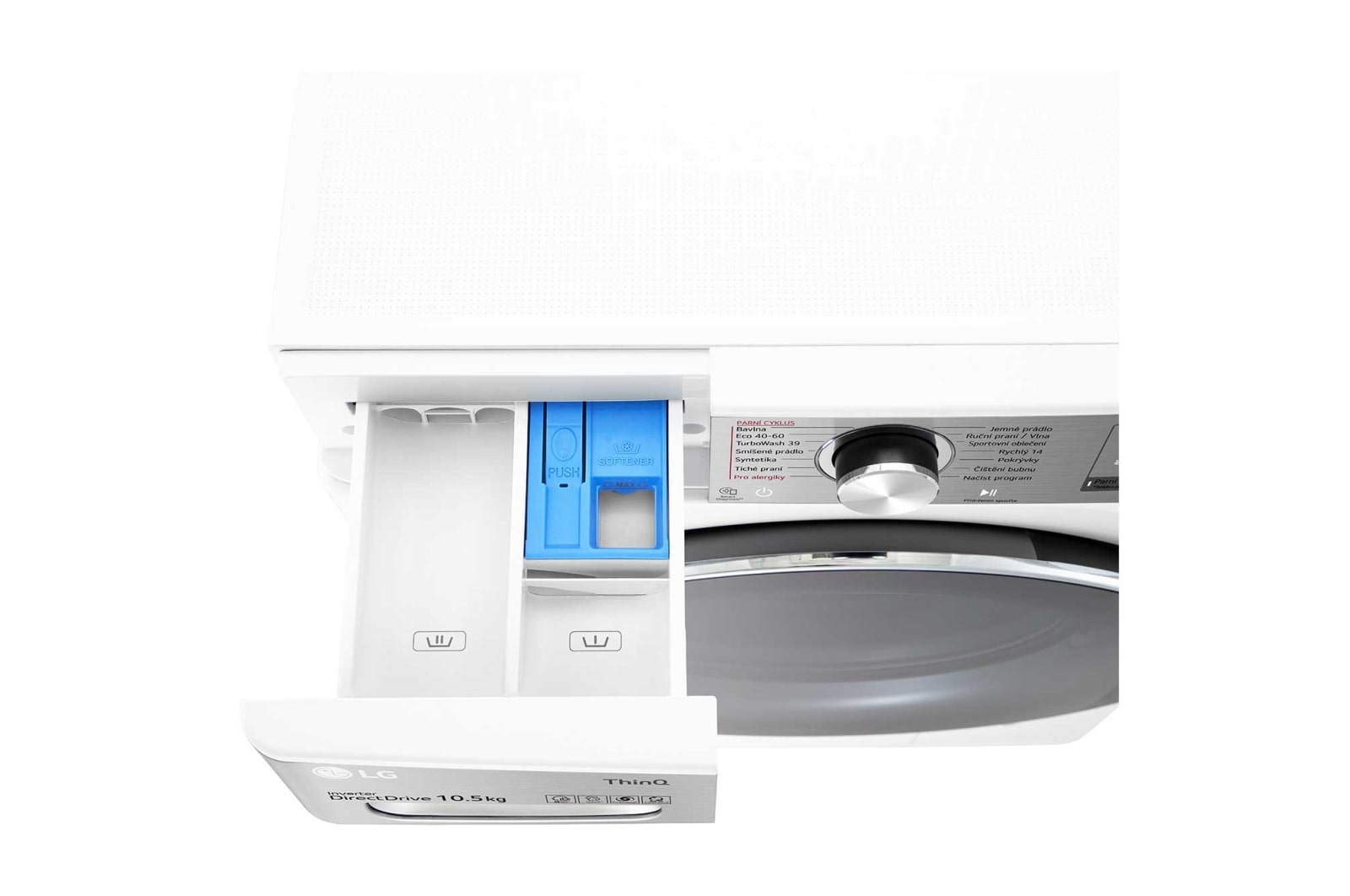 LG 10,5 kg parní pra?ka, Direct Drive? motor, neomezené mno?ství pracích pohyb?, parní praní Steam+?, TurboWash?360°, ThinQ+WiFi, F610V10RW2W