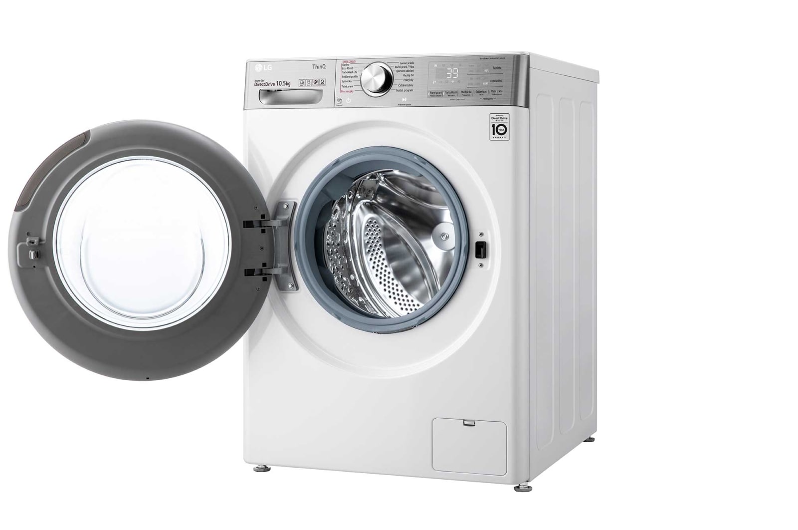 LG 10,5 kg parní pra?ka, Direct Drive? motor, neomezené mno?ství pracích pohyb?, parní praní Steam+?, TurboWash?360°, ThinQ+WiFi, F610V10RW2W