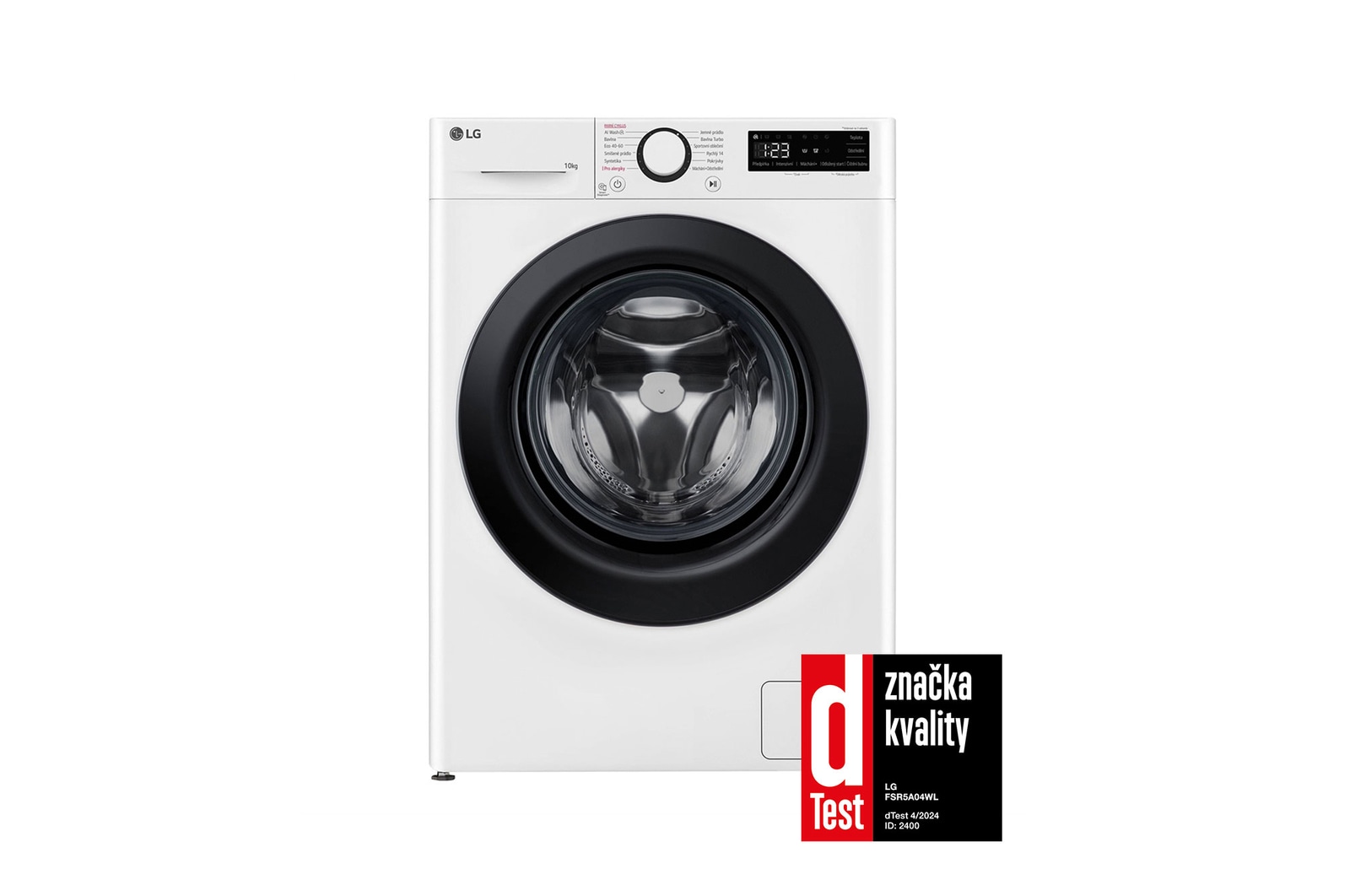 Pohled zep?edu na 10kg Parní pra?ka Direct Drive? AI DD?,Bílá -FSR5A04WL