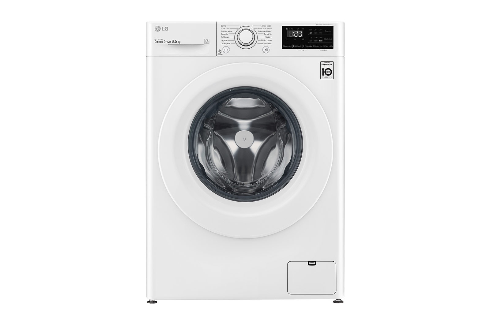 ?elní pohled na 6.5 kg slim parní pra?ka, 1200 ot./min, E  (v rozsahu A a? G), Direct Drive?, P?idat prádlo FW26V2WN3
