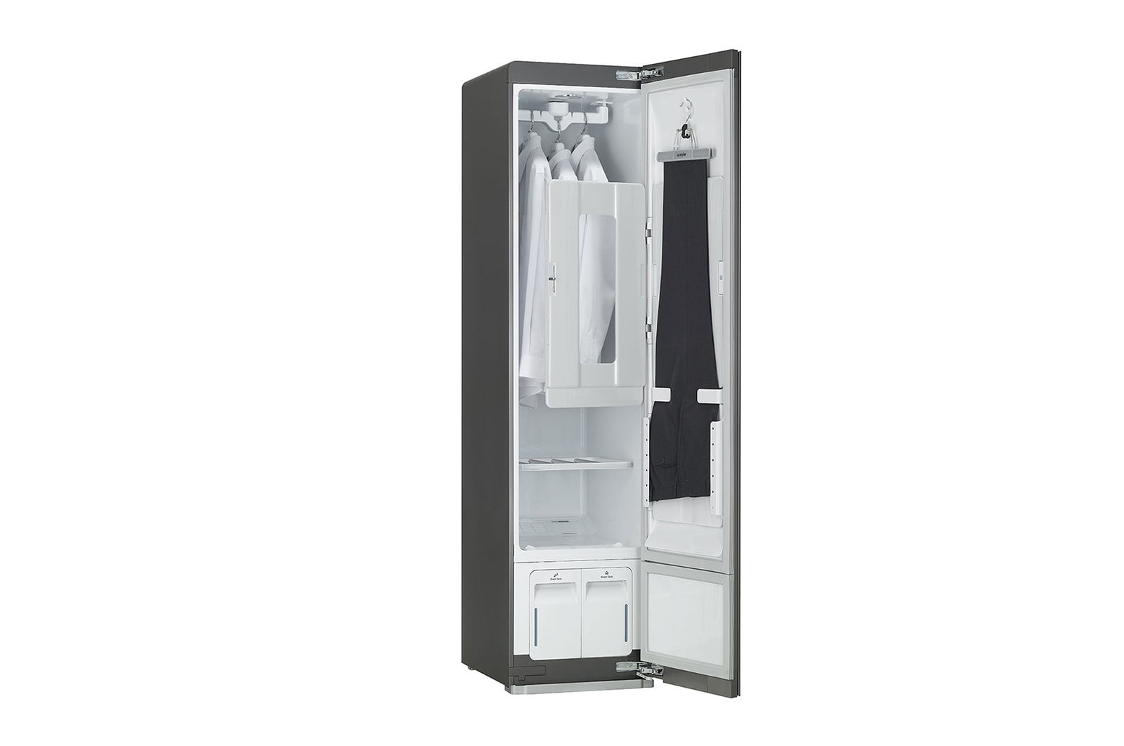 LG Styler | TrueSteam? - Parní osvě?ova? oděv? | Kapacita: 3+1 ks oděv? a poli?ka na doplňky | Cyklus osvě?ení: 34 min., S3MFC