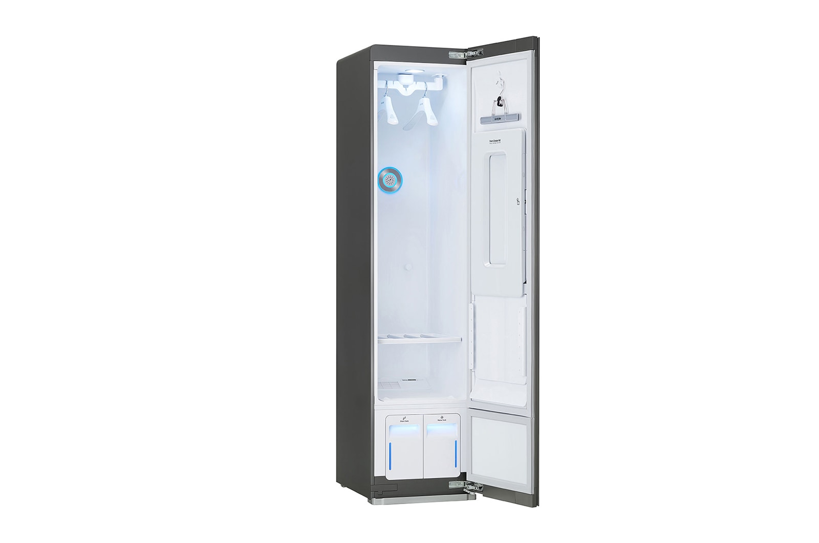 LG Styler | TrueSteam? - Parní osvě?ova? oděv? | Kapacita: 3+1 ks oděv? a poli?ka na doplňky | Cyklus osvě?ení: 34 min., S3MFC