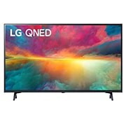 P?ední pohled na televizor LG QNED s obrázkem vyplně a logem produktu