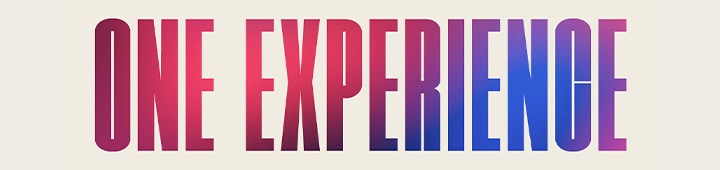 Las palabras "EXPERIENCIA úNICA" en un degradado de rosa oscuro y morado.