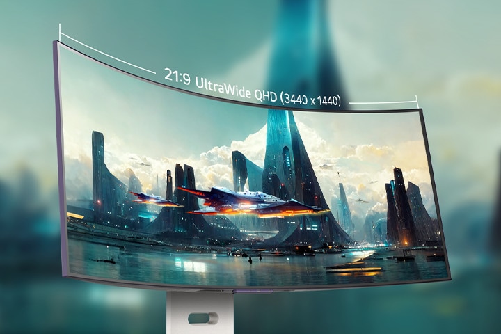 Zak?iveny monitor OLED nabízí díky vyvá?enému a optimalizovanému poměru stran 21:9 pohlcující a podmanivy zá?itek.