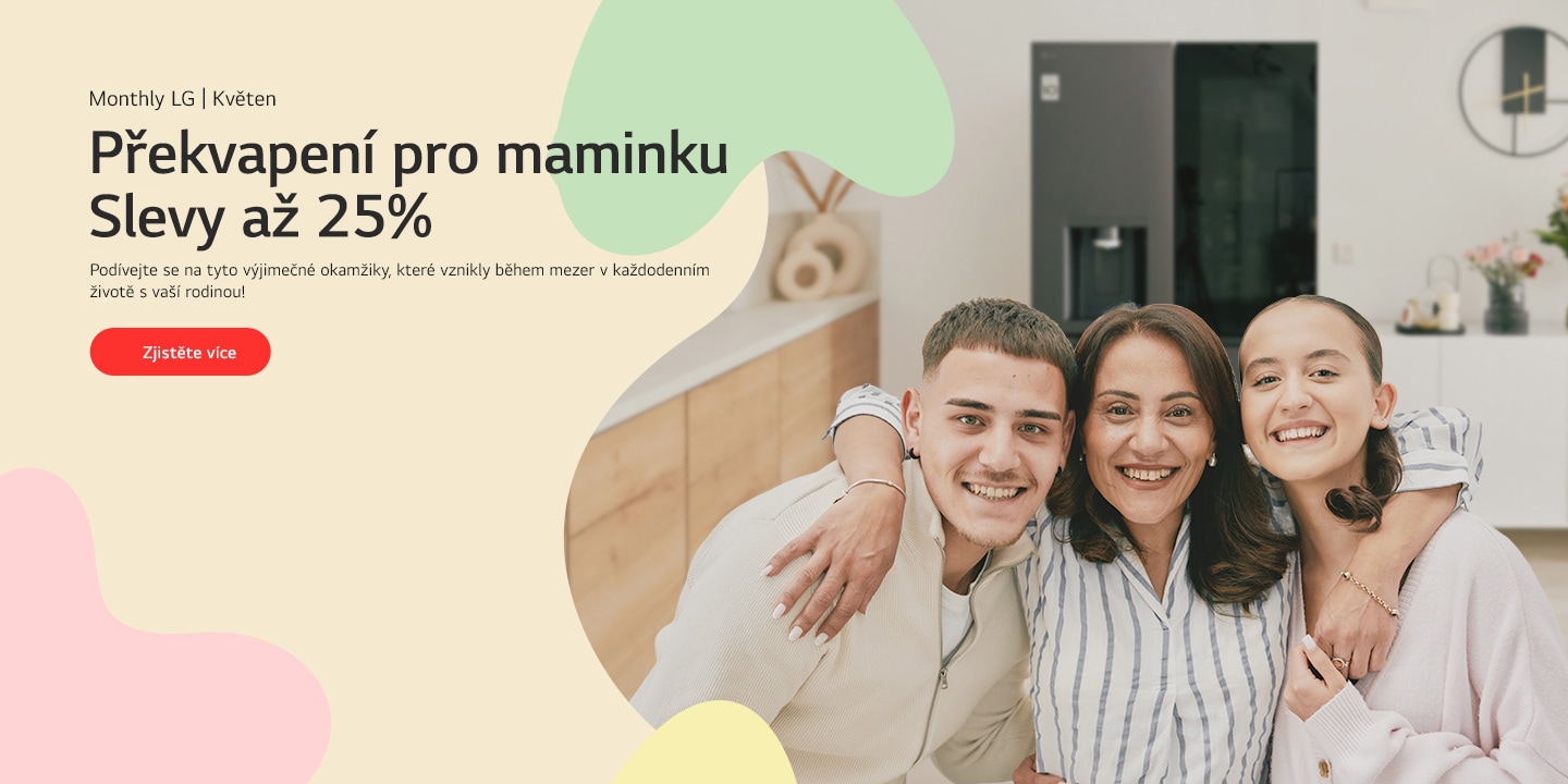 obrázek s osobou a domácími spot?ebi?i LG