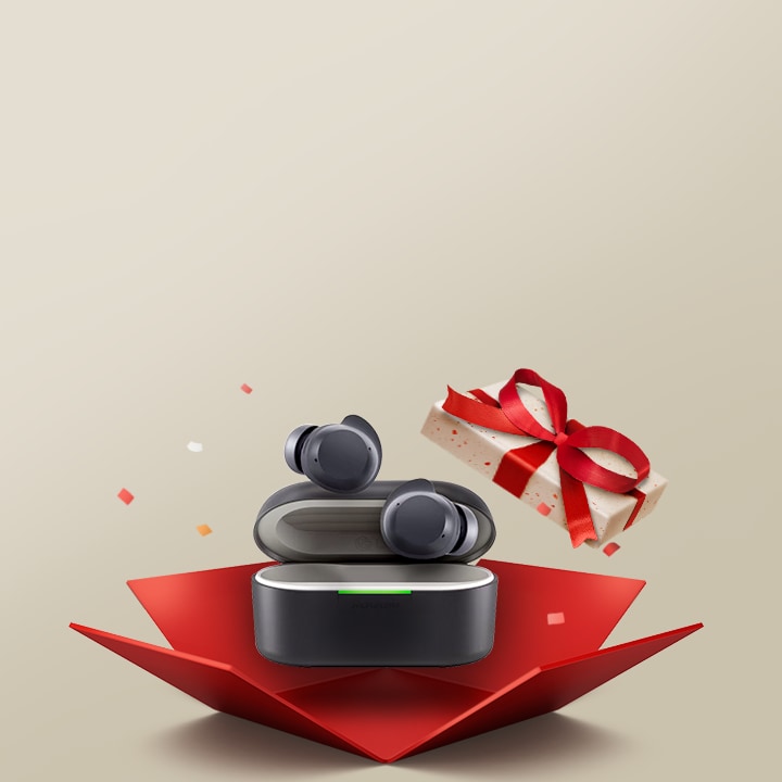 Werbebild mit LG xboom Buds und dem Text: ?Nehme am Quiz teil und sichere dir die Chance LG xboom Buds zu gewinnen!“