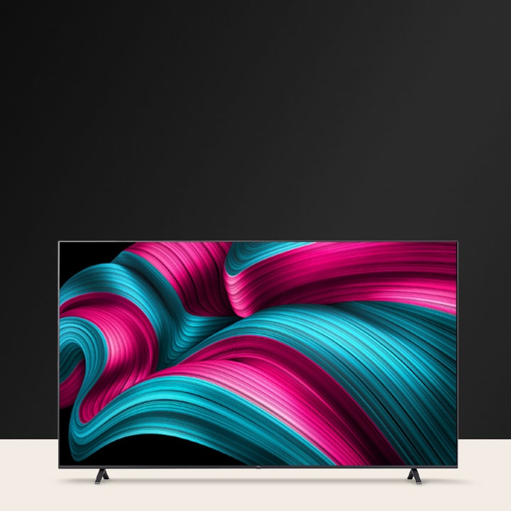 Das Bild zeigt einen LG OLED TV mit buntem Bildinhalt