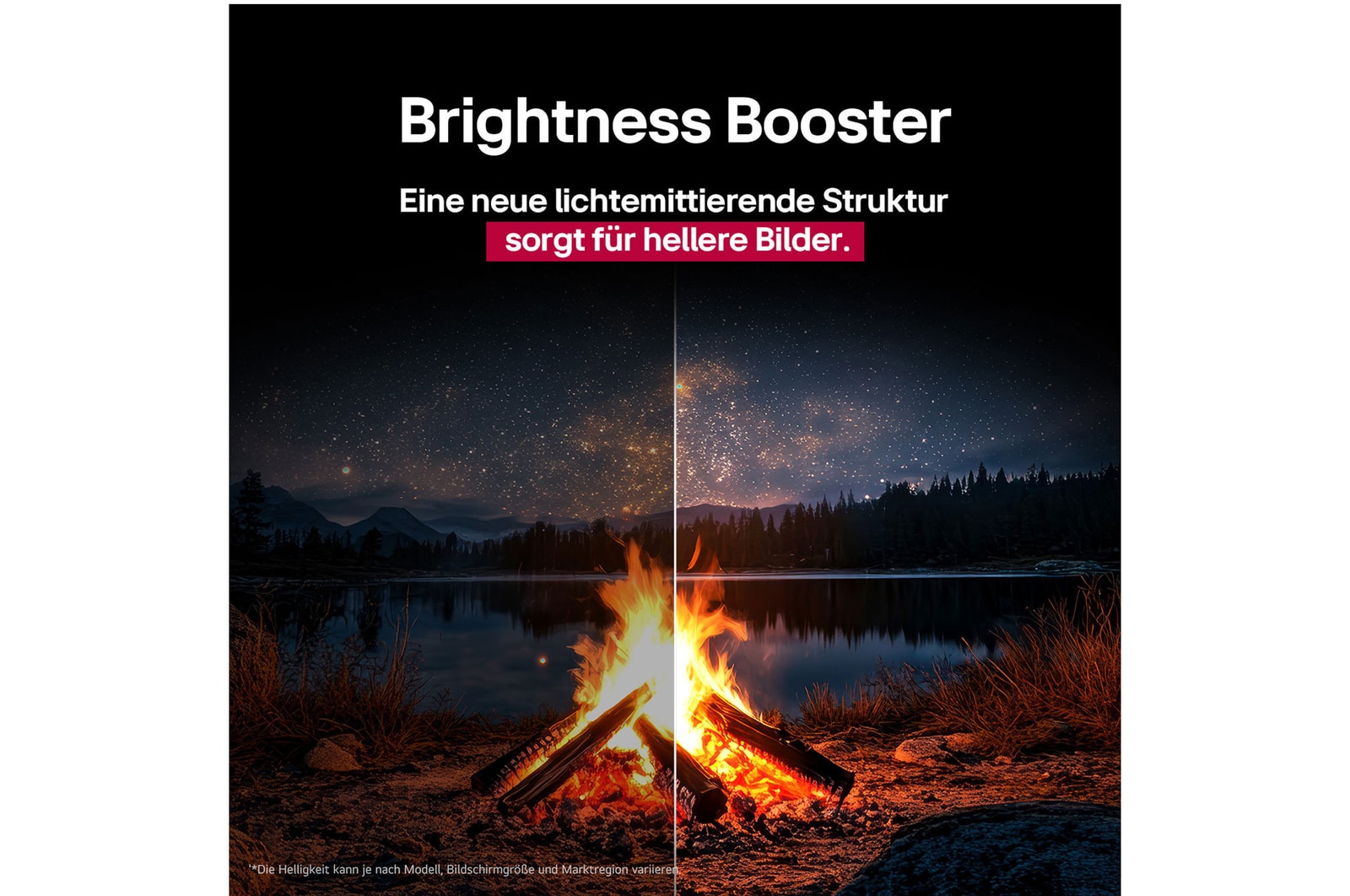 Ein schillerndes und farbenfrohes Feuerwerk ist auf einem Fernsehbildschirm zu sehen. Das Logo einer Zertifizierung ist sichtbar, die Perfect Color Technology liefert Farbkonsistenzwerte von mehr als 99 % bei bis zu 500 Lux. Intertek-Zertifizierungen, die unabh?ngige Tests belegen, sind ebenfalls sichtbar.
