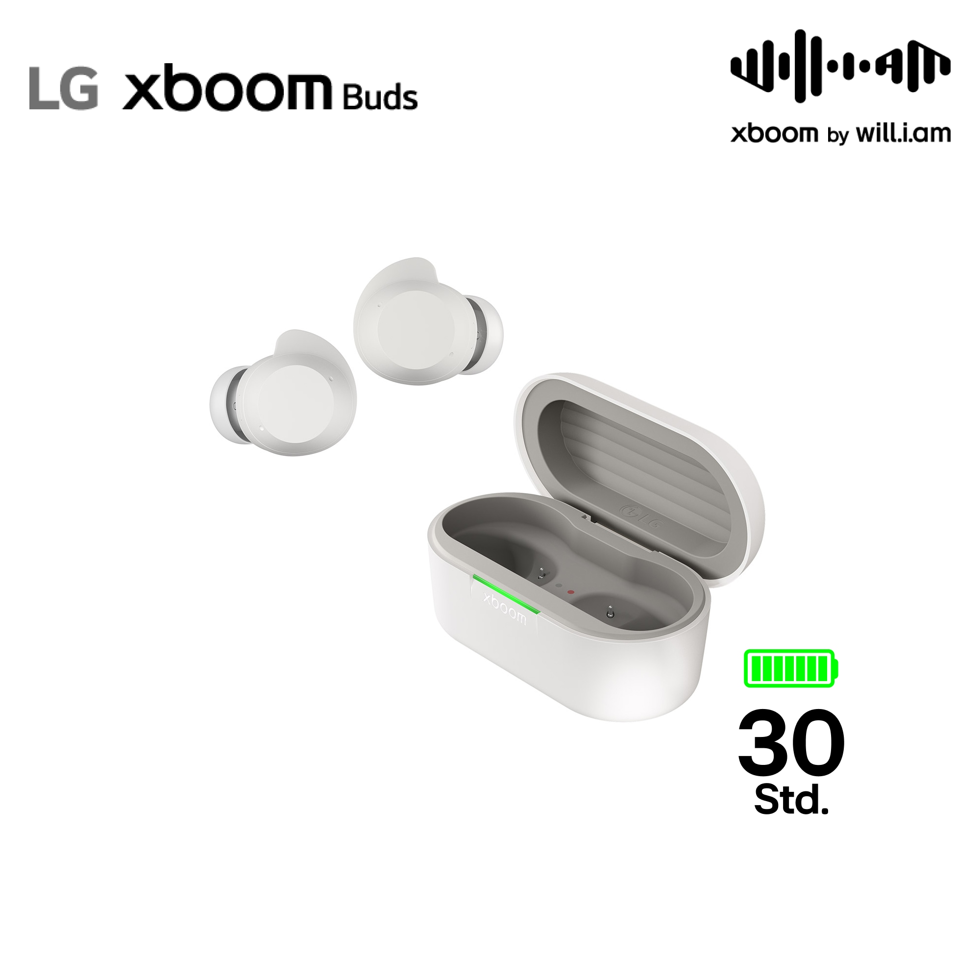 LG xboom Buds von will.i.am | Bluetooth-Ohrh?rer | xboom Signature Sound mit Graphen-Treiber, xboom Buds white