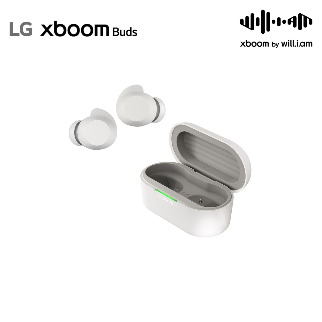 Vorderseite von LG xboom Buds von will.i.am | Bluetooth-Ohrh?rer | xboom Signature Sound mit Graphen-Treiber xboom Buds white