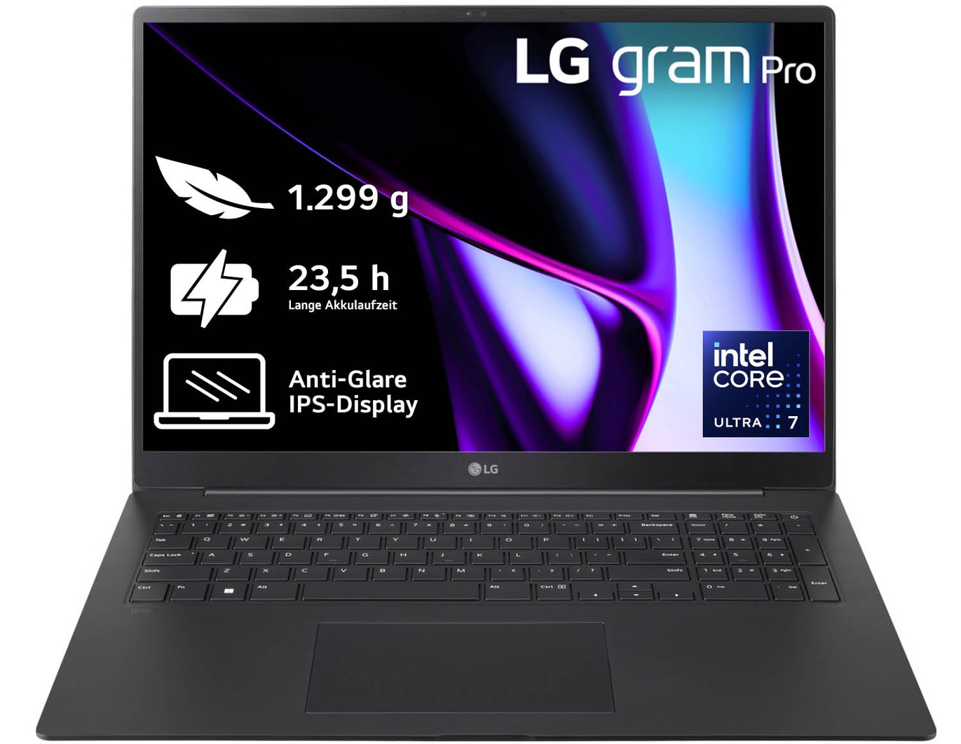 LG 17 Zoll Notebook mit Windows 11 Home | Intel? Core? Ultra 7 Prozessor | 16 GB LPDDR5x RAM | 1 TB SSD | 77-WH-Akku | 17Z90SP-G.AA78G, 17Z90SP-G.AA78G