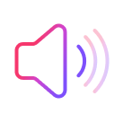 Ein Icon eines Lautsprechers, der Schallwellen in Pink- und Lilat?nen ausstrahlt und niedrigen Ger?uschpegel sowie Vibrationen symbolisiert.